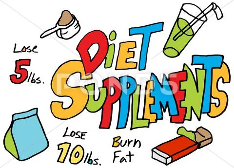 Diet supplements doodle set Stock Illustration