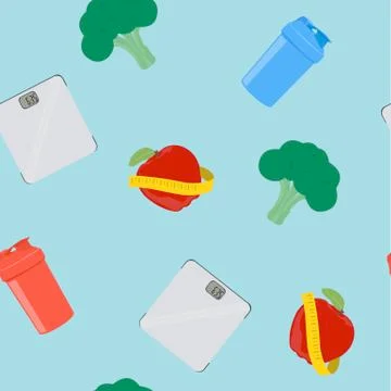 Diet Themed Pattern Seamless Illustrazione stock