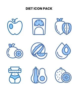 Diet Two Colour Set Icons Pack Stock Illustration