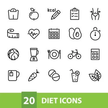 Diet vector icons collection Stock Illustration