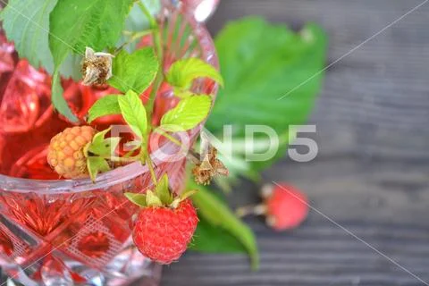 Dietary detox drink with raspberry Stock Photos
