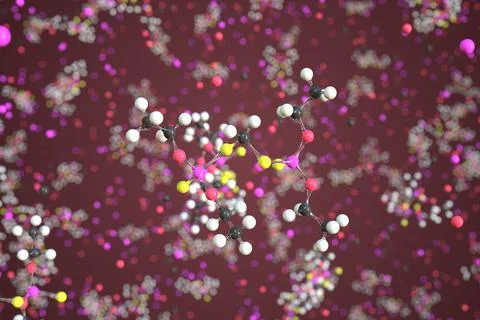 Diethion molecule made with balls, conceptual molecular model. Chemical 3d Stock Illustration