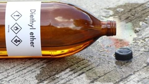 Diethyl ether are leaking on the floor Stock Footage 222105284