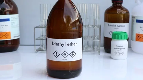 Diethyl ether in glass Stock Footage 222105293
