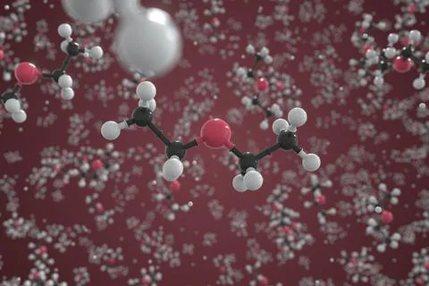 Diethyl ether molecule, ball-and-stick molecular model. Chemical 3d rendering Stock Illustration