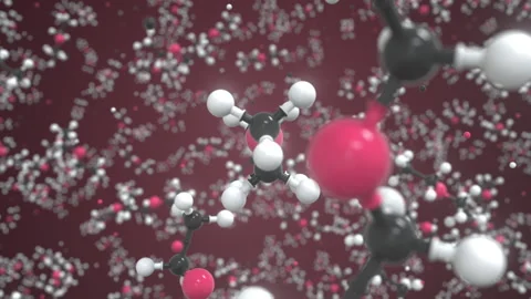 Diethyl ether molecule, conceptual molecular model. Chemical looping 3d Stock Footage 159352829