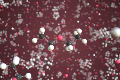 Diethyl ether molecule, conceptual molecular model. Chemical 3d rendering Stock Illustration