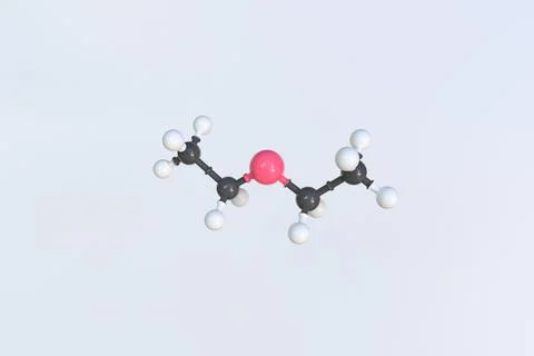 Diethyl ether molecule, isolated molecular model. 3D rendering Stock Illustration