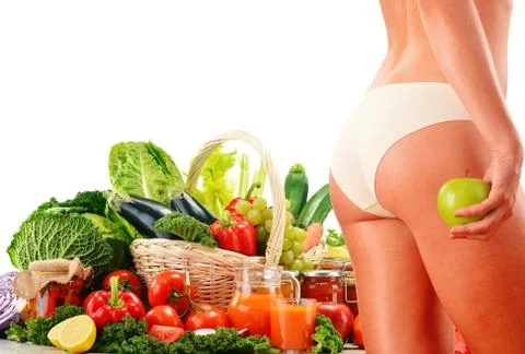 Dieting. balanced diet based on raw organic vegetables Stock Illustration