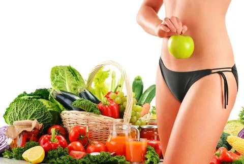 Dieting. balanced diet based on raw organic vegetables Stock Illustration