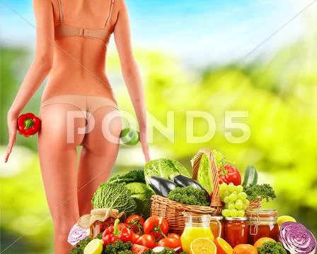 Dieting. Balanced Diet Based On Raw Organic Vegetables