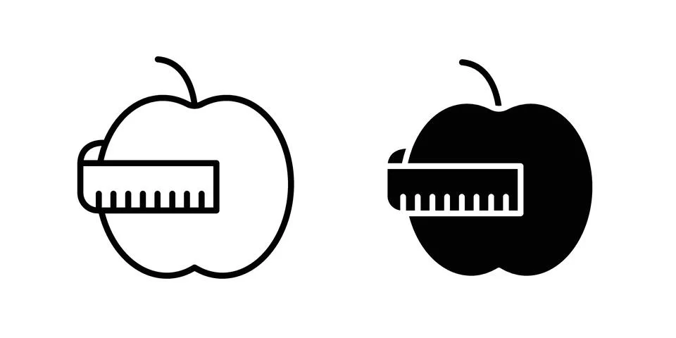 Dieting icon vector concepts, line and silhouette style Stock Illustration