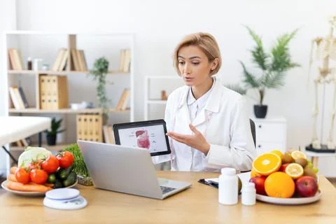 Dietitian Explaining Digestive System Stock Photos