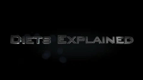 Diets Explained title metal text on black alpha channel background Stock Footage 296266972