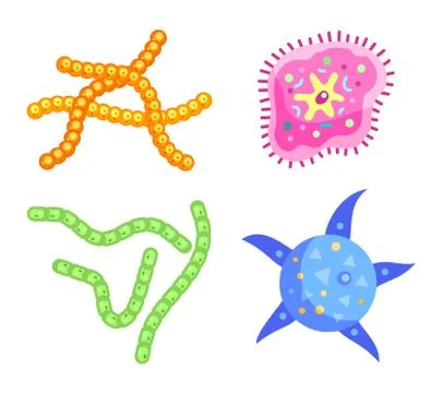 Differed Shaped ans Sized Bacteria or Microbe 스톡 일러스트