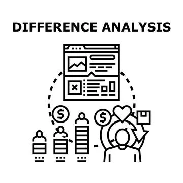 Difference analysis comparing business data and progress Stock Illustration