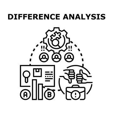 Difference analysis process comparing data and feedback Stock Illustration