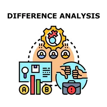Difference analysis process comparing data and feedback Stock Illustration