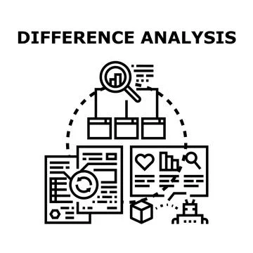 Difference analysis vector concept in data research 库存插图