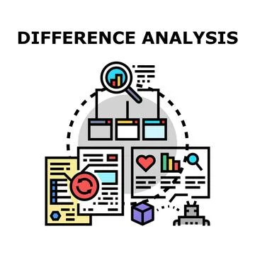 Difference analysis vector concept in data research Stock Illustration