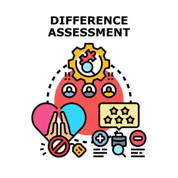 Difference assessment applying business evaluation and comparison methods Stock Illustration
