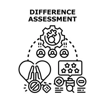 Difference assessment applying business evaluation and comparison methods Stock Illustration