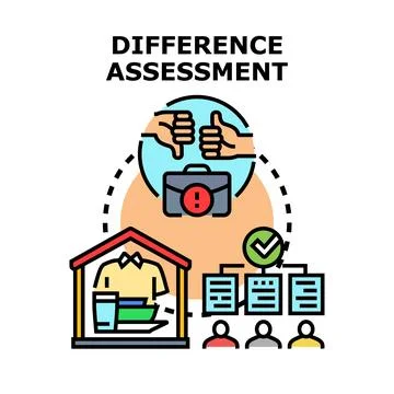 Difference assessment concept for business evaluation Stock Illustration