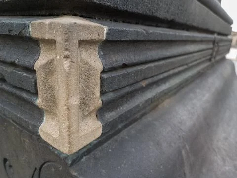 The difference between aged and cleaned stone from the Gothic architecture Stock Photos