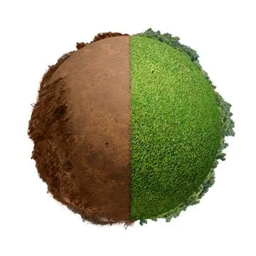 The difference between drought ground and fertile soil on the field Stock Photos