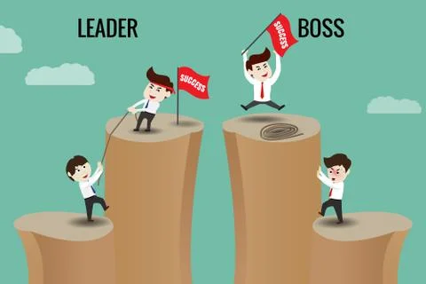 The difference between Leader and Boss Stock Illustration