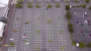 Difference Between Retail And Grocery Stores Parking Lot During Coronavirus. Stock Footage