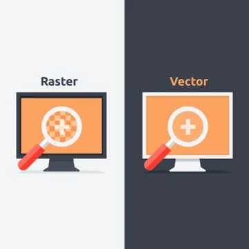 Difference between vector and raster format Stock Illustration