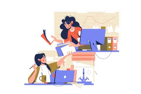 Difference between working from home and office Stock Illustration