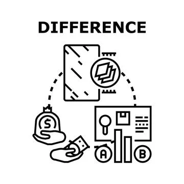Difference concept comparing options and cost analysis Stock Illustration
