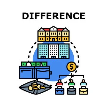 Difference concept comparing social and economic inequality Stock Illustration