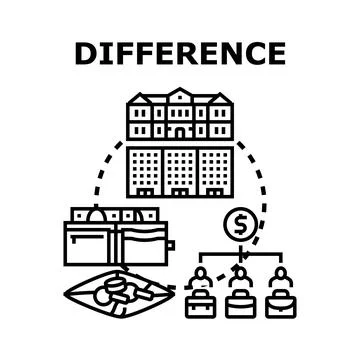 Difference concept comparing social and economic inequality Stock Illustration