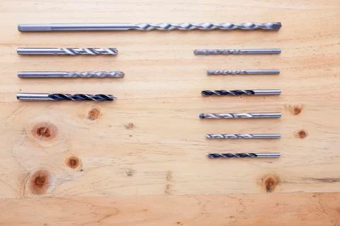 Difference countersinks on the table Stock Photos