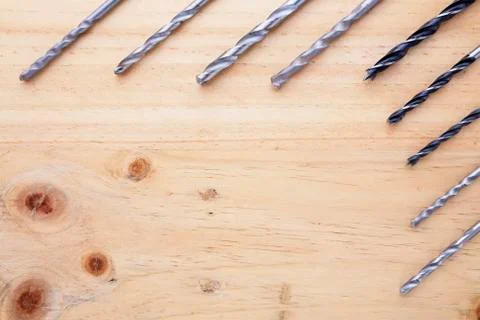 Difference countersinks on the table Stock Photos