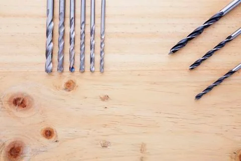 Difference countersinks on the table Stock Photos