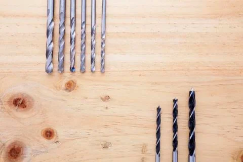 Difference countersinks on the table Stock Photos