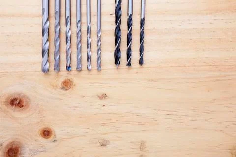 Difference countersinks on the table Stock Photos