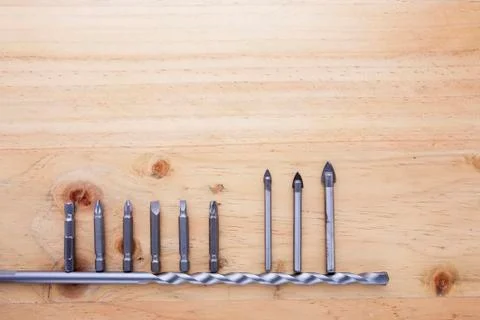 Difference countersinks on the table Stock Photos