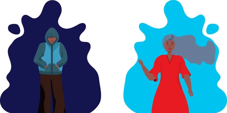 Difference in emotions. Stock Illustration