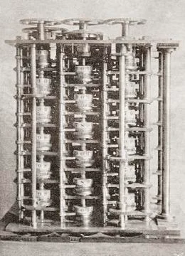 The Difference Engine Of The Babbage Calculating Machine, Invented By Charles Фото
