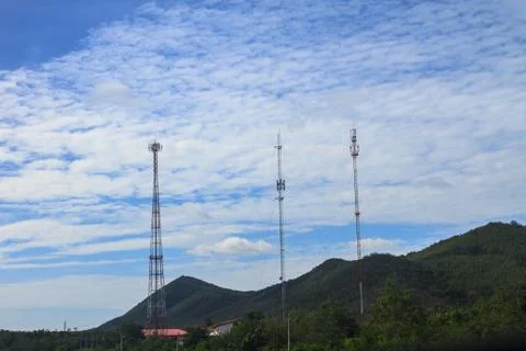 Difference of telecommunication tower Stock Photos