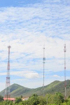Difference of telecommunication tower Stock Photos