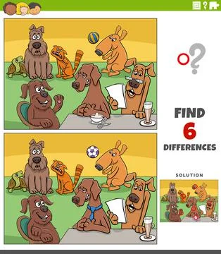 Differences activity with cartoon dogs animal characters Stock Illustration