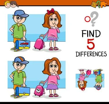 Differences activity for children Cartoon Illustration of Finding Differen... Foto stock