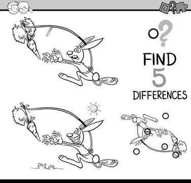 Differences activity coloring book Stock Illustration