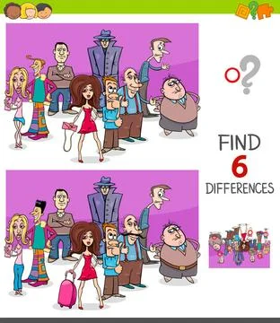 Differences activity with people characters group Cartoon Illustration of ... Foto stock